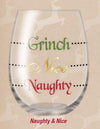 Holiday Wine Glasses Grinch, Nice & Naughty